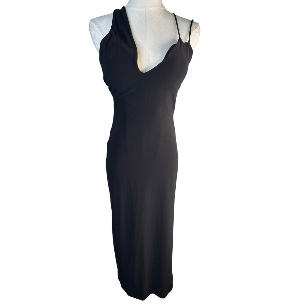 ZARA NWT Black Medium Midi Dress With Built-In Cups & Spaghetti Straps